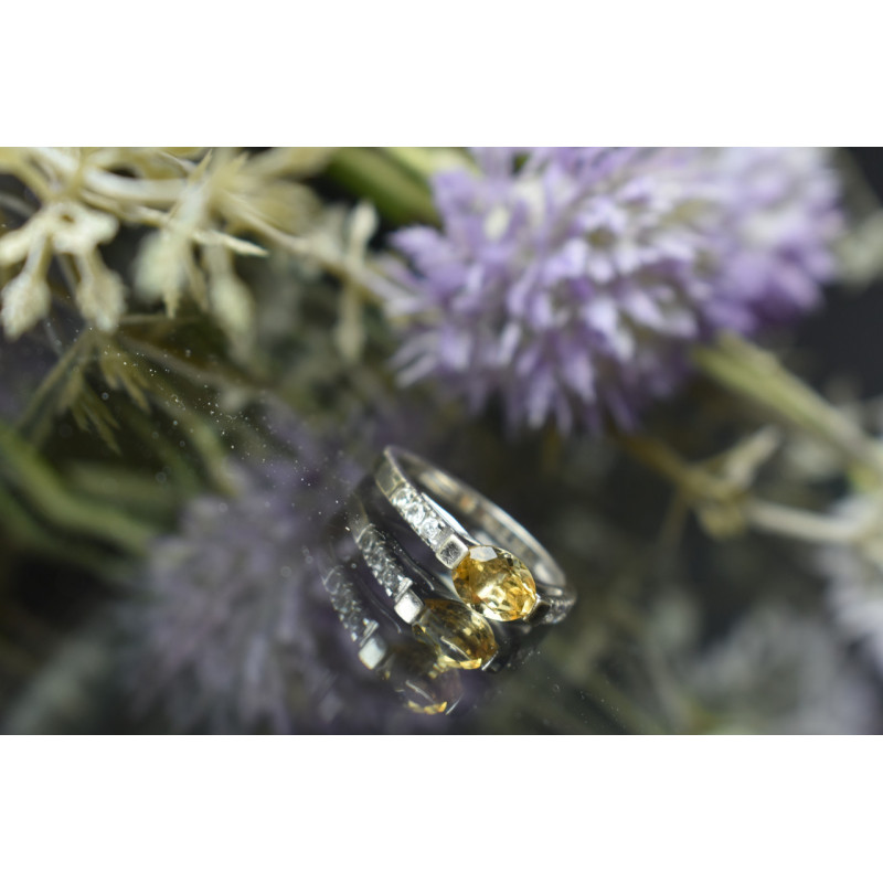 Sky Jewelry Серебряное кольцо 925 пробы с Цитрином и фианитами