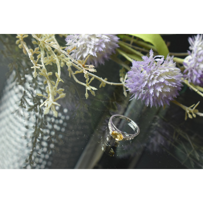 Sky Jewelry Серебряное кольцо 925 пробы с Цитрином и фианитами