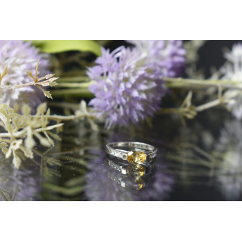 Sky Jewelry Серебряное кольцо 925 пробы с Цитрином и фианитами