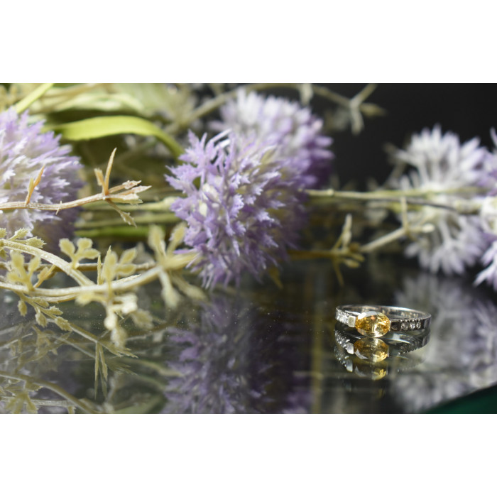 Sky Jewelry Серебряное кольцо 925 пробы с Цитрином и фианитами