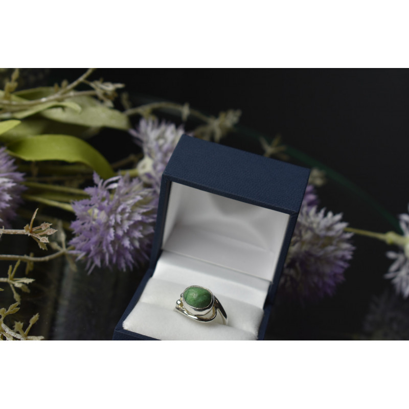 Sky Jewelry Серебряное кольцо 925 пробы с Зеленой Бирюзой