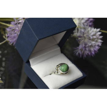 Sky Jewelry Серебряное кольцо 925 пробы с Зеленой Бирюзой