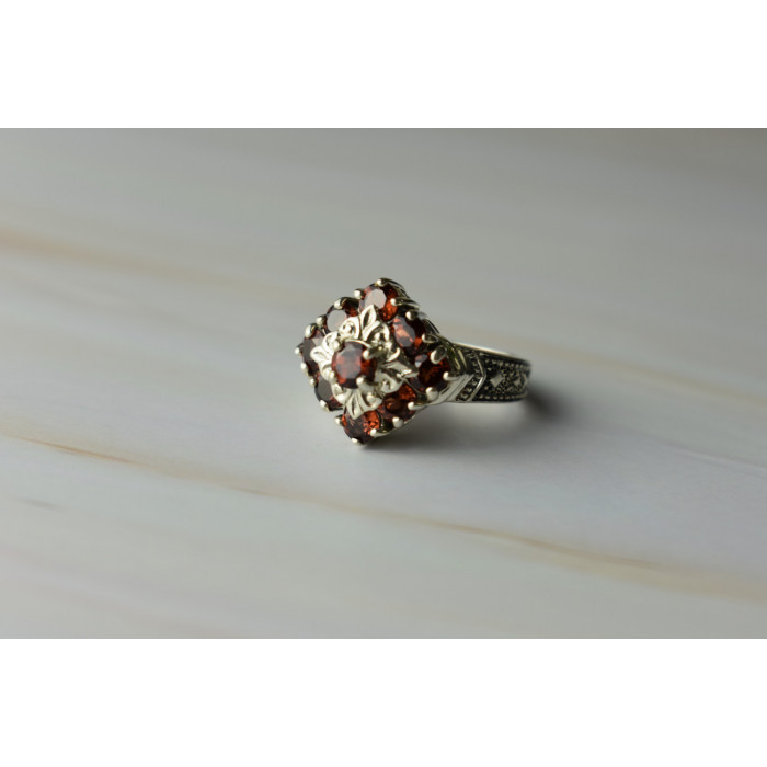 Sky Jewelry Серебряное кольцо 925 пробы с Альмандином