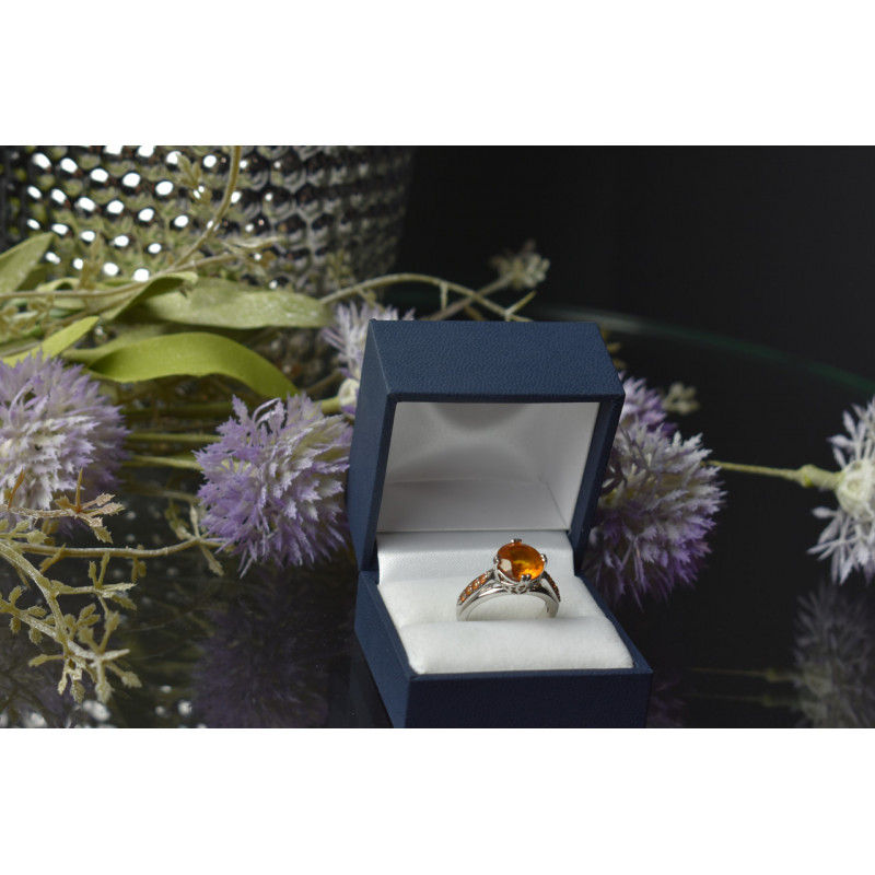 Sky Jewelry Серебряное кольцо с камнем Гессонит