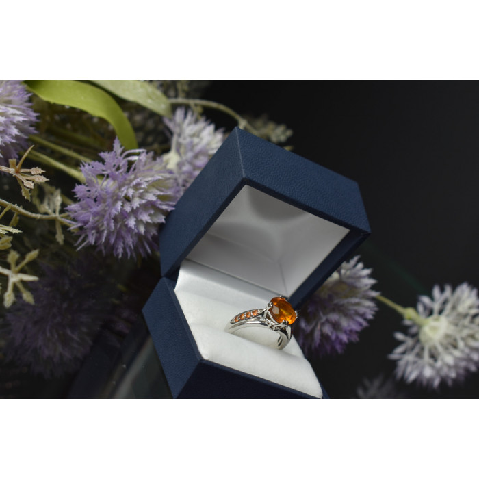 Sky Jewelry Серебряное кольцо с камнем Гессонит