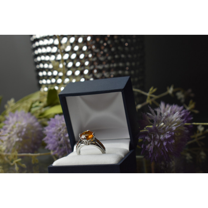 Sky Jewelry Серебряное кольцо с камнем Гессонит