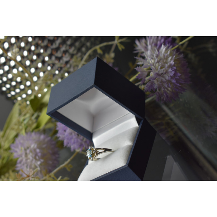 Sky Jewelry Серебряное кольцо с голубой Шпинелью 925 проба