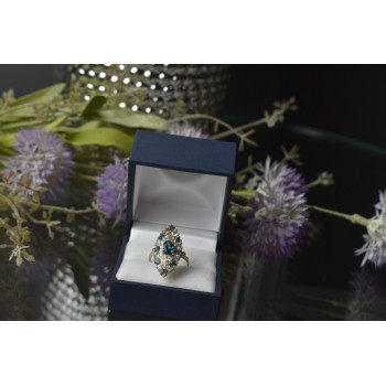 Sky Jewelry Серебряное кольцо с Аквамарином и бесцветным кварцем