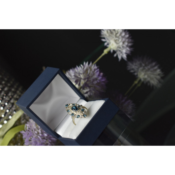 Sky Jewelry Серебряное кольцо с Аквамарином и бесцветным кварцем