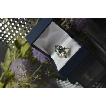 Sky Jewelry Серебряное кольцо с Аквамарином и бесцветным кварцем