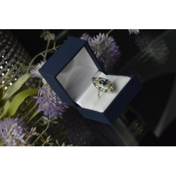 Sky Jewelry Серебряное кольцо с Аквамарином и бесцветным кварцем