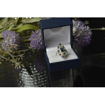 Sky Jewelry Серебряное кольцо с Аквамарином и бесцветным кварцем