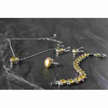 Sky Jewelry Серебряный комплект с Желтыми Фианитами *Имитация Цитрина