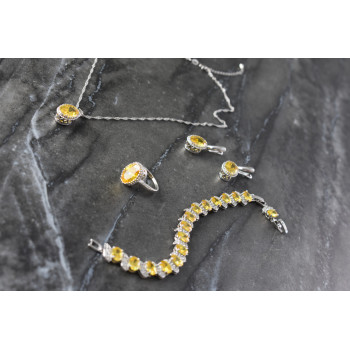 Sky Jewelry Серебряный комплект с Желтыми Фианитами *Имитация Цитрина