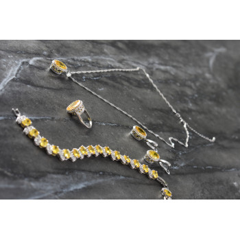 Sky Jewelry Серебряный комплект с Желтыми Фианитами *Имитация Цитрина