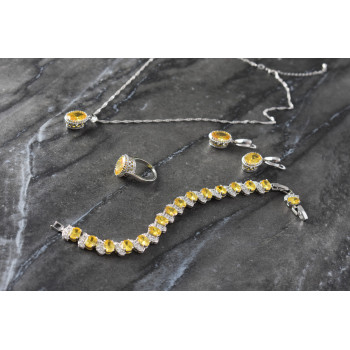 Sky Jewelry Серебряный комплект с Желтыми Фианитами *Имитация Цитрина