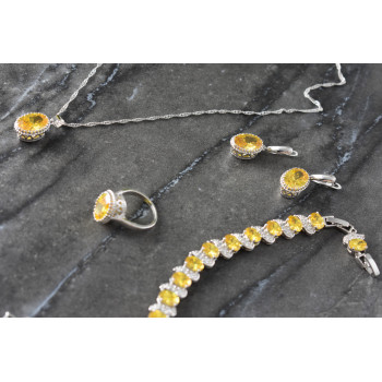 Sky Jewelry Серебряный комплект с Желтыми Фианитами *Имитация Цитрина