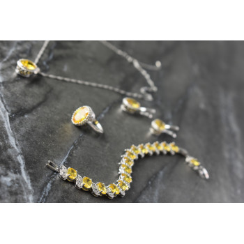 Sky Jewelry Серебряный комплект с Желтыми Фианитами *Имитация Цитрина
