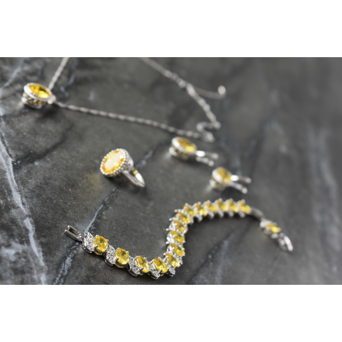 Sky Jewelry Серебряный комплект с Желтыми Фианитами *Имитация Цитрина