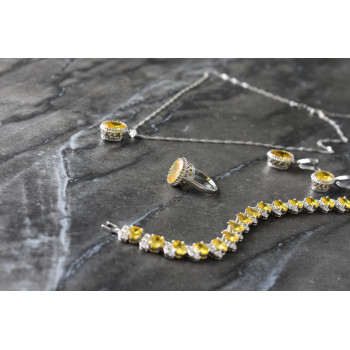 Sky Jewelry Серебряный комплект с Желтыми Фианитами *Имитация Цитрина