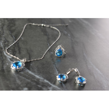 Sky Jewelry Серебряный набор с Голубыми Фианитами *Имитация Топаза*