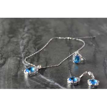 Sky Jewelry Серебряный набор с Голубыми Фианитами *Имитация Топаза*