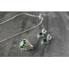 Sky Jewelry Серебряный набор с Зелеными Фианитами *Имитация Изумруда