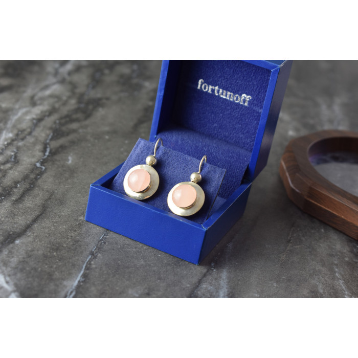 Sky Jewelry Серебряные серьги с Розовым Кварцем