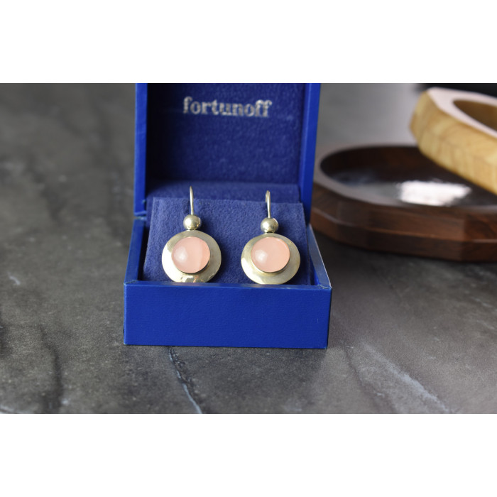 Sky Jewelry Серебряные серьги с Розовым Кварцем