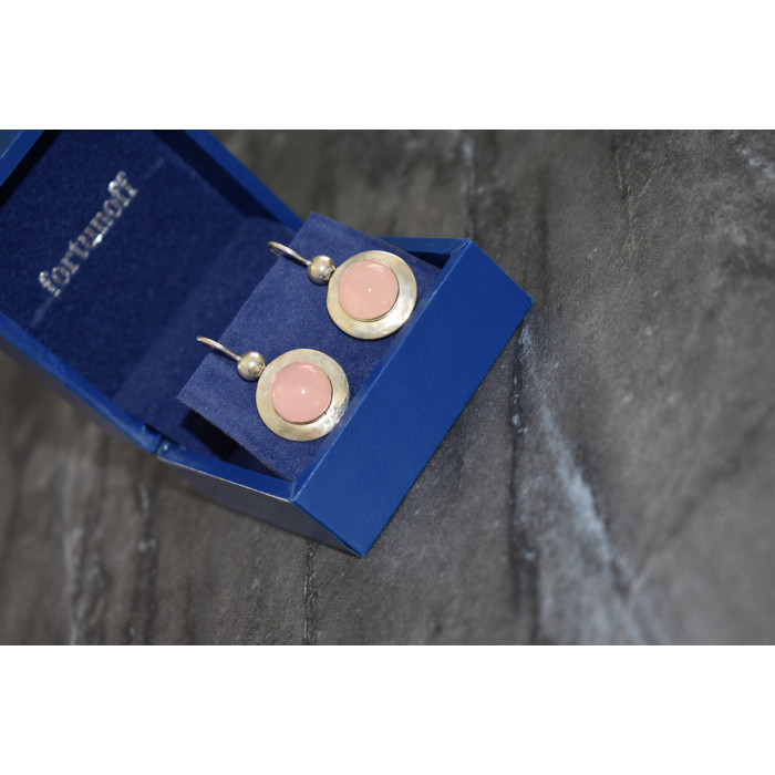 Sky Jewelry Серебряные серьги с Розовым Кварцем