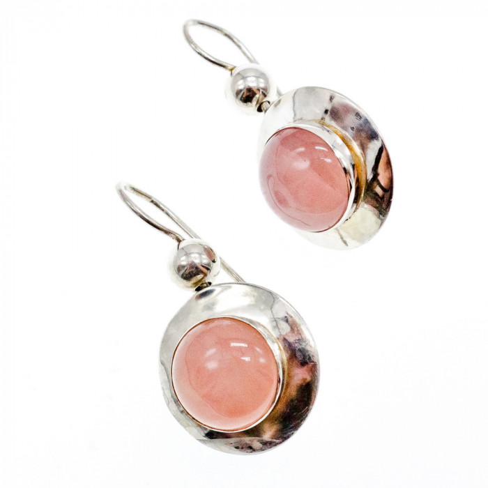 Sky Jewelry Серебряные серьги с Розовым Кварцем
