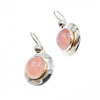 Sky Jewelry Серебряные серьги с Розовым Кварцем