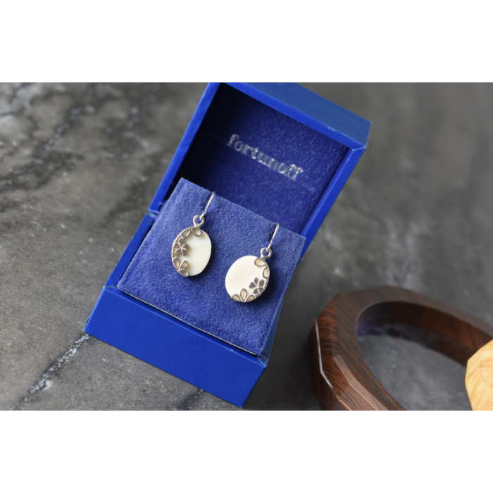 Sky Jewelry Серебряные серьги с Перламутром 925 пробы