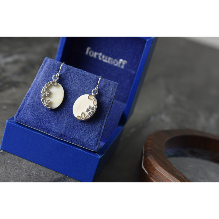 Sky Jewelry Серебряные серьги с Перламутром 925 пробы