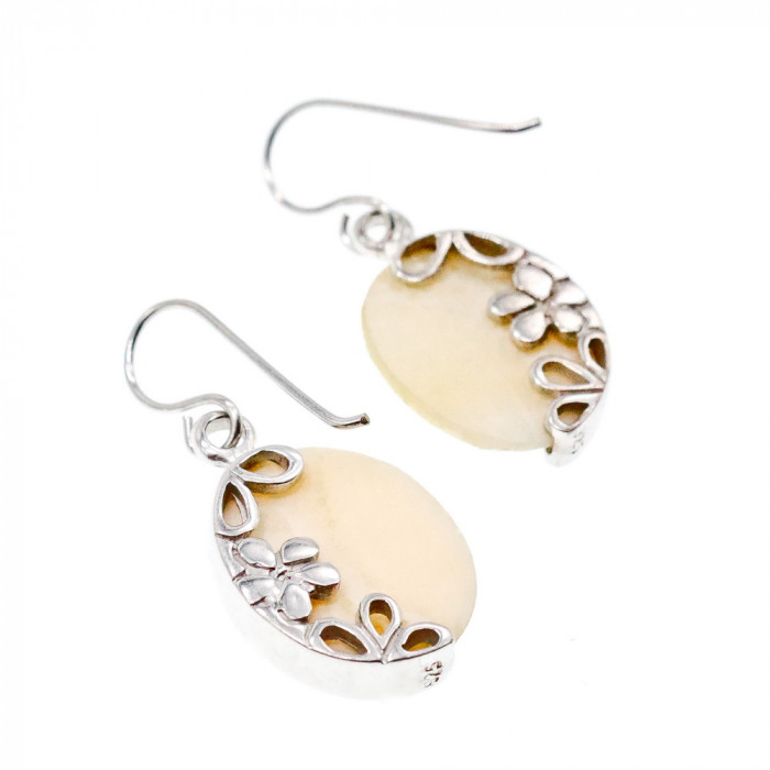 Sky Jewelry Серебряные серьги с Перламутром 925 пробы