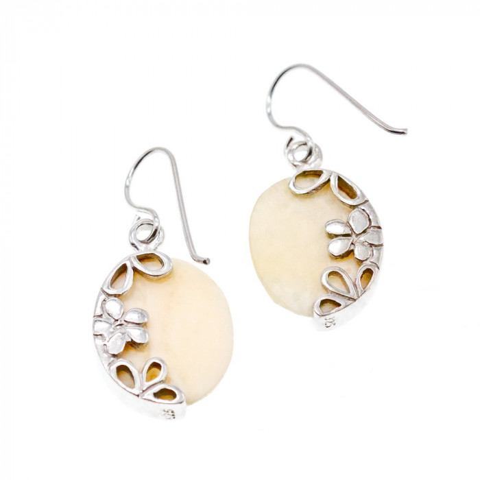 Sky Jewelry Серебряные серьги с Перламутром 925 пробы