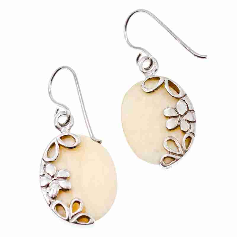 Sky Jewelry Серебряные серьги с Перламутром 925 пробы