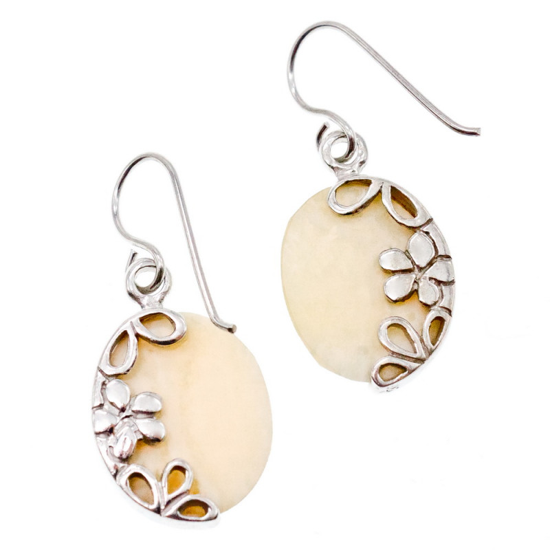 Sky Jewelry Серебряные серьги с Перламутром 925 пробы