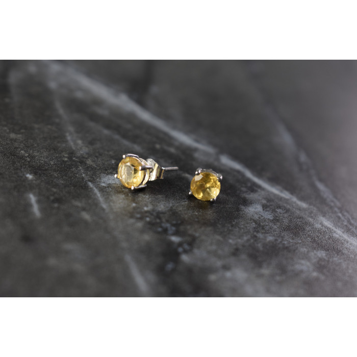 Sky Jewelry Серебряные серьги-гвоздики 925 пробы с Цитрином