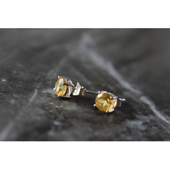 Sky Jewelry Серебряные серьги-гвоздики 925 пробы с Цитрином