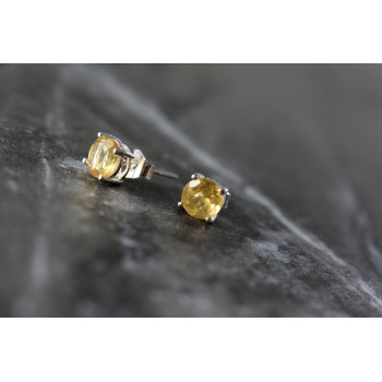 Sky Jewelry Серебряные серьги-гвоздики 925 пробы с Цитрином