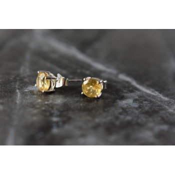 Sky Jewelry Серебряные серьги-гвоздики 925 пробы с Цитрином