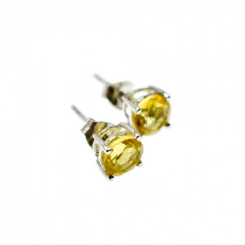 Sky Jewelry Серебряные серьги-гвоздики 925 пробы с Цитрином