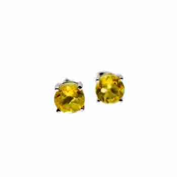 Sky Jewelry Серебряные серьги-гвоздики 925 пробы с Цитрином
