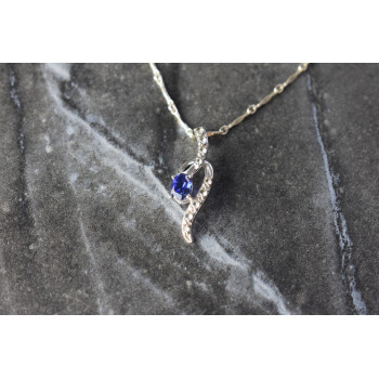 Sky Jewelry Серебряная цепочка с кулоном London Blue Топаз и Белый Топаз