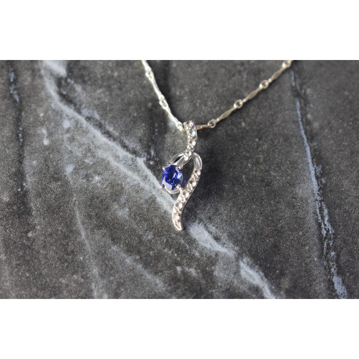 Sky Jewelry Серебряная цепочка с кулоном London Blue Топаз и Белый Топаз