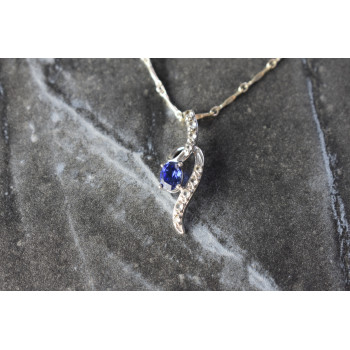 Sky Jewelry Серебряная цепочка с кулоном London Blue Топаз и Белый Топаз