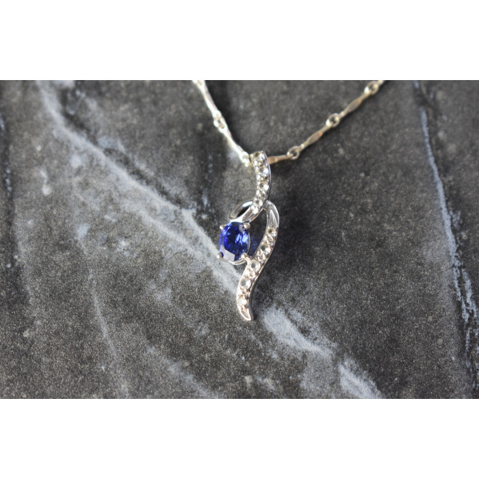 Sky Jewelry Серебряная цепочка с кулоном London Blue Топаз и Белый Топаз