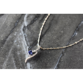 Sky Jewelry Серебряная цепочка с кулоном London Blue Топаз и Белый Топаз