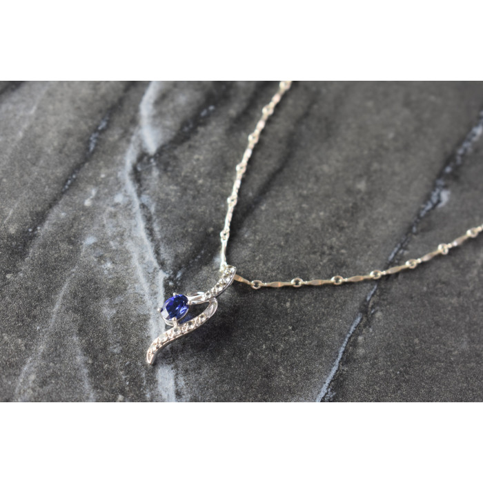 Sky Jewelry Серебряная цепочка с кулоном London Blue Топаз и Белый Топаз